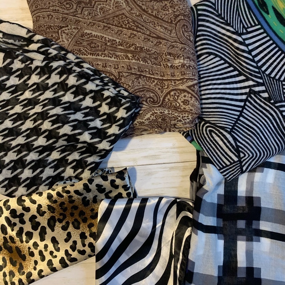 Set of 6 Scarves various styles & sizes